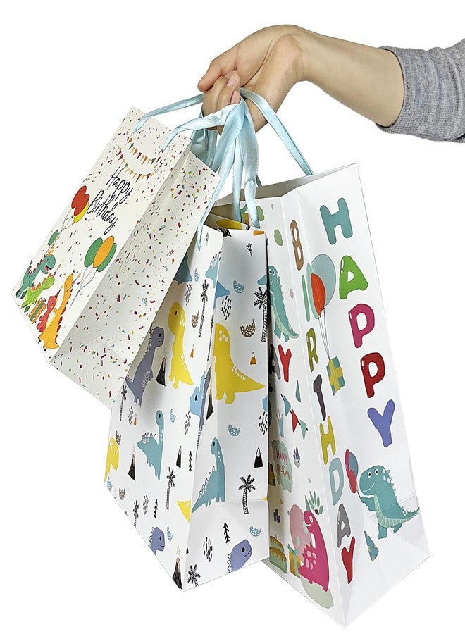 KEEPARTY 10PCS Assorted Sizes Dinosaur Happy Birthday Gift Bag Set with Handles and Tissue Papers for Boys and Girls Birthday Party Baby Shower Newborn with 4 Design Styles 4 Small 4 Medium and 2 Large Gift Bags - Image 4